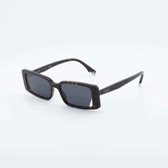 Fendi FE40164I 52A Sunglasses Havana Rectangle Frame, Grey Lenses main image 8